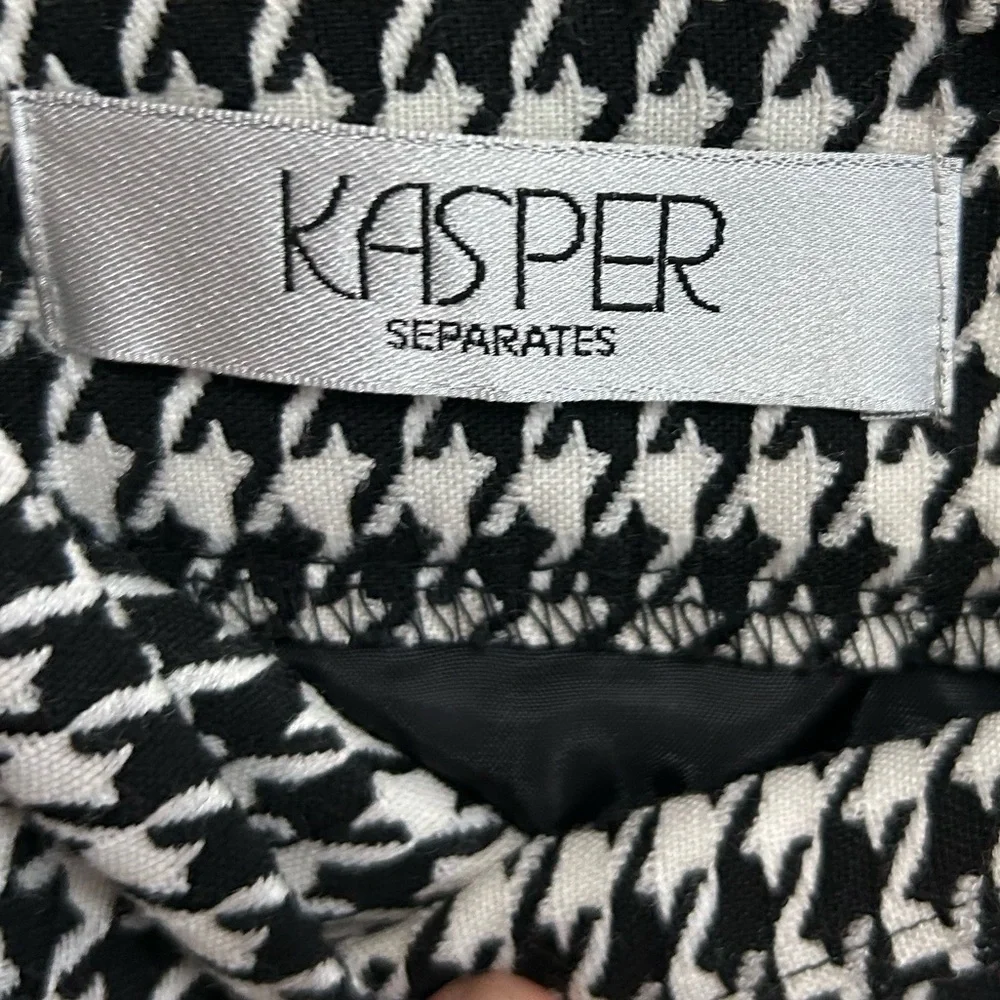 Kasper Separates Skirt Size 12 Houndstooth Black/White Box Pleated Lined NEW